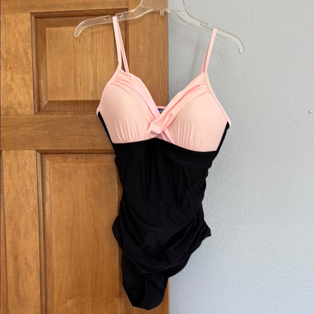 Pink and Black One-Piece Swimsuit